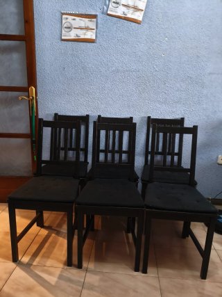 Lote 6 Sillas Comedor Madera Tapizadas