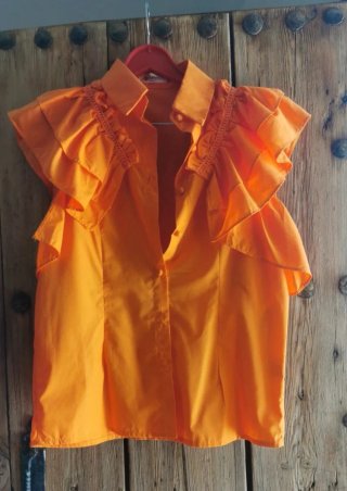 Falda y blusa flamenca naranja y blanca