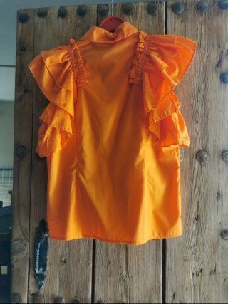 Falda y blusa flamenca naranja y blanca