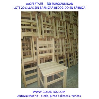 Lote 20 sillas comodas resistentes madera. Baratas