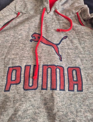 Sudadera Puma Gris y Roja Vintage