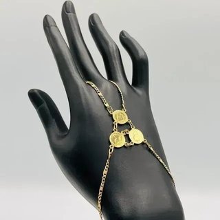 Pulsera manita 3 monedas 18K