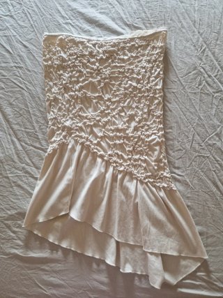 Top Zara Beige Fruncido Asimétrico