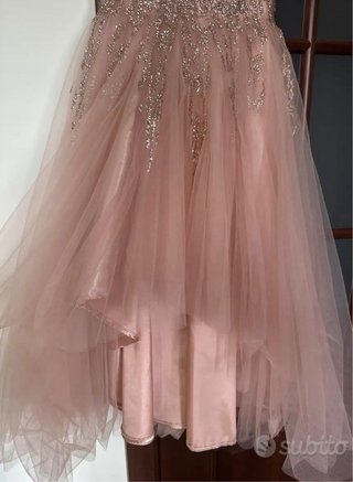Abito cerimonia 18 anni rosa e argento tg. 38