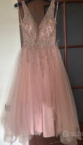 Abito cerimonia 18 anni rosa e argento tg. 38
