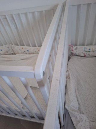 Cuna y colchón colecho, convertible en cama 120x60