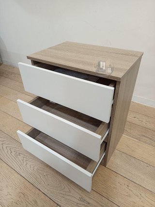 Mesita de Noche Moderna (Blanco/Madera)