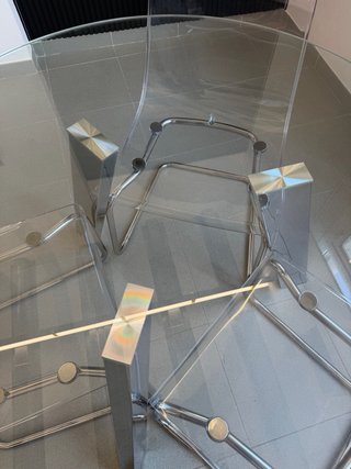 Conjunto mesa cristal diseño + 3 sillas