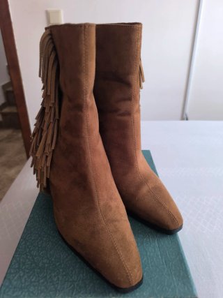 Botines Lefties T-39 Marrón Tacón 9cm con flecos