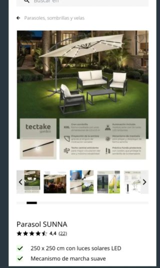 Parasol SUNNA Beige con Luces LED