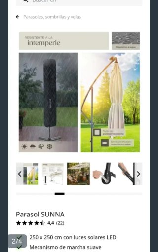 Parasol SUNNA Beige con Luces LED