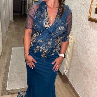 Abito da sera blu e oro