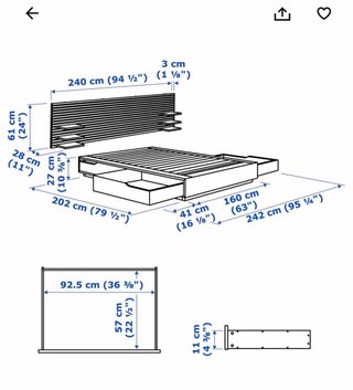 Cama con cajones y cabecero de madera