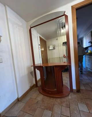 Mueble recibidor madera y cristal