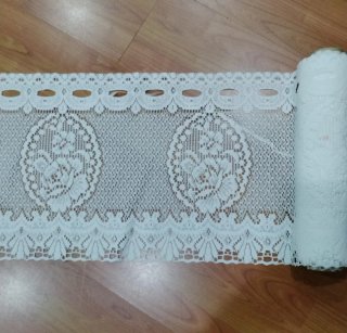 Volante de Cortina de encaje blanco 14,40 cm