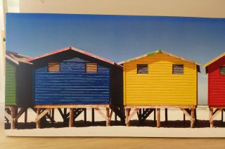 CUADRO LIENZO PANORÁMICO CASETAS PLAYA MUIZENBERG