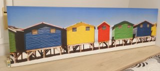 CUADRO LIENZO PANORÁMICO CASETAS PLAYA MUIZENBERG