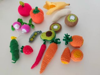 Set Crochet Frutas y Verduras Juguete.