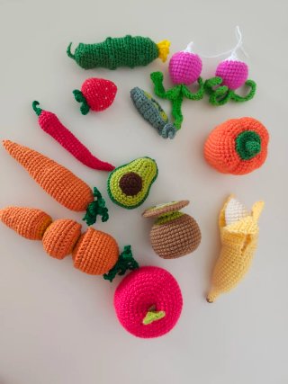 Set Crochet Frutas y Verduras Juguete.