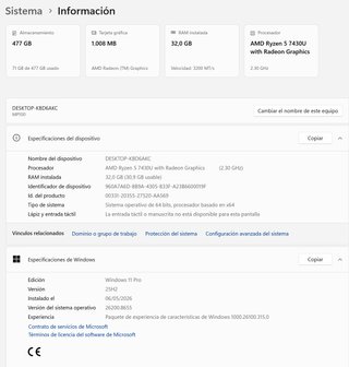 Mini PC Blackview Ryzen 5 7430U 32GB RAM SIN USO