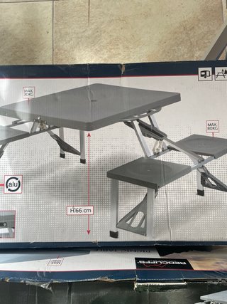 Mesa Camping Plegable Gris