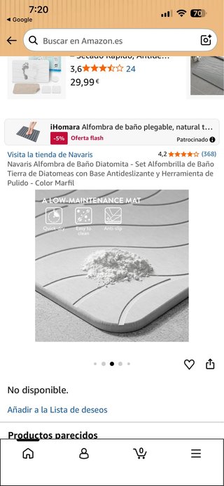 Navaris Alfombra Baño Diatomita Piedra