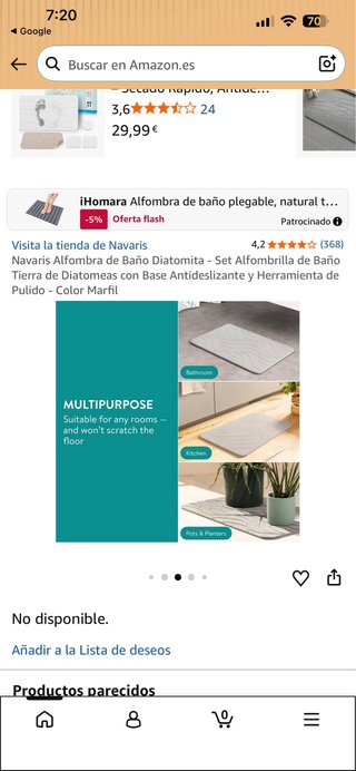 Navaris Alfombra Baño Diatomita Piedra