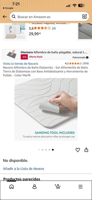 Navaris Alfombra Baño Diatomita Piedra