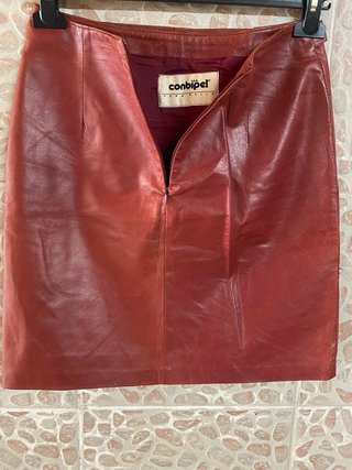 Gonna in vera pelle vintage colore  bordeaux