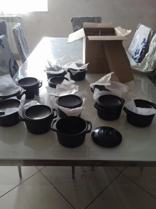 Mini pentole in metallo nero 12 pezzi