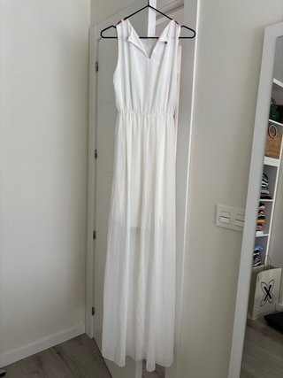 Vestido largo blanco estampado