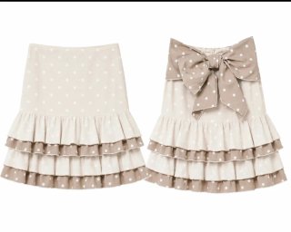 Falda flamenca volantes lunares beige