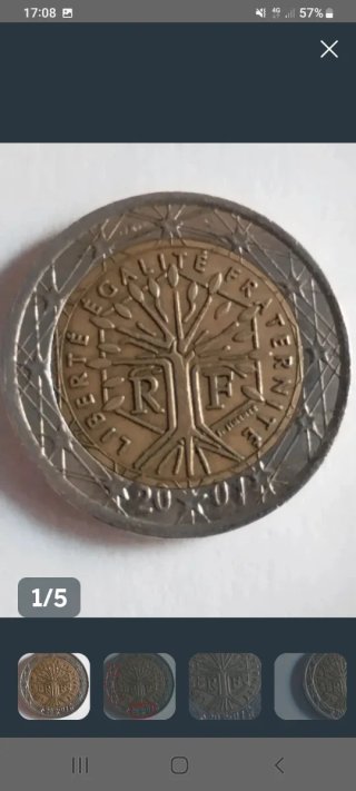 Moneda 2 Euros 2001.