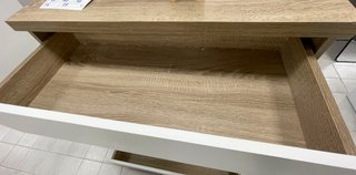 Cómoda 5 cajones madera y blanco