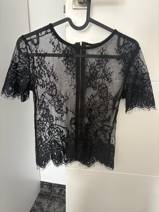 Camiseta encaje negro cremallera