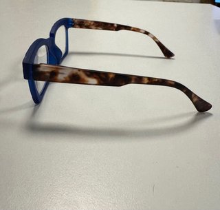 Montura de gafas con aumento +1.50 azul y carey