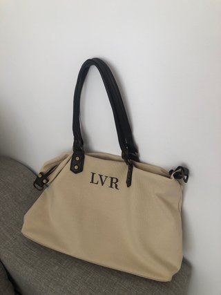 Bolso de lona beige grande