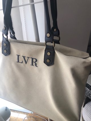 Bolso de lona beige grande