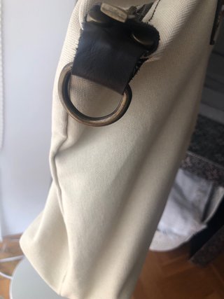 Bolso de lona beige grande
