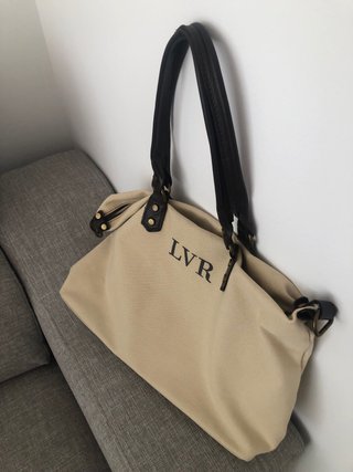 Bolso de lona beige grande
