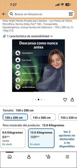 Manta Polar Night 150x200cm 13kg Gris