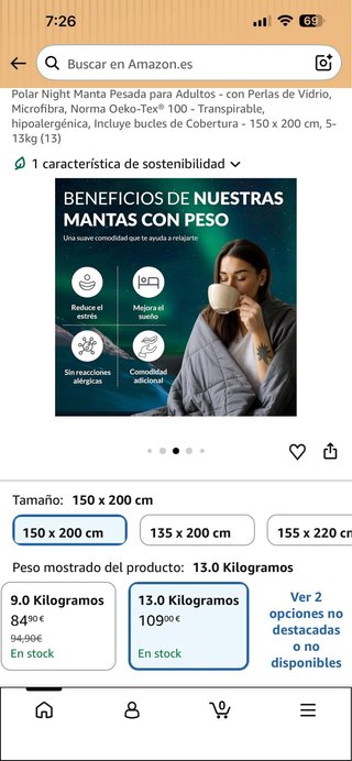 Manta Polar Night 150x200cm 13kg Gris