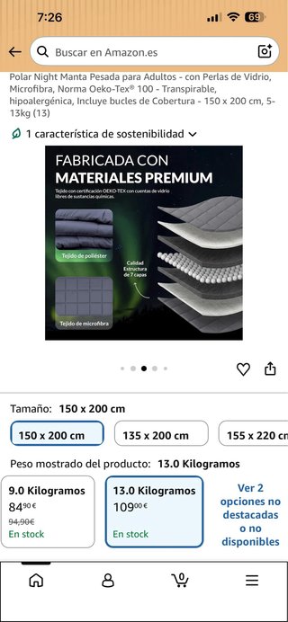 Manta Polar Night 150x200cm 13kg Gris