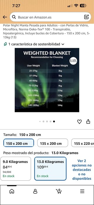 Manta Polar Night 150x200cm 13kg Gris