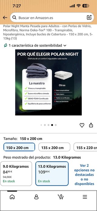 Manta Polar Night 150x200cm 13kg Gris