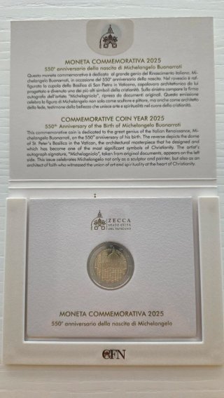 Cartera 2 euros Vaticano 2025 Michelangelo