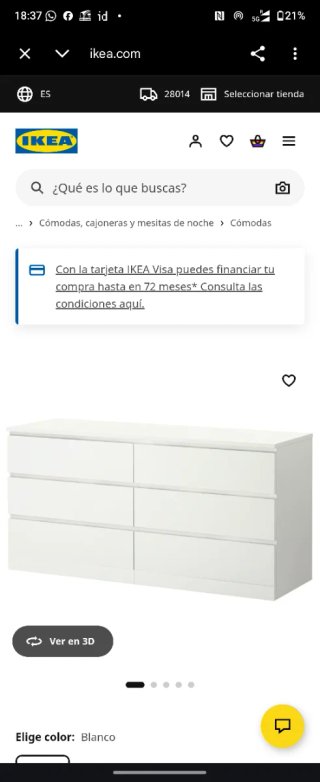 Cajonera Malm 6 cajones Ikea Blanca