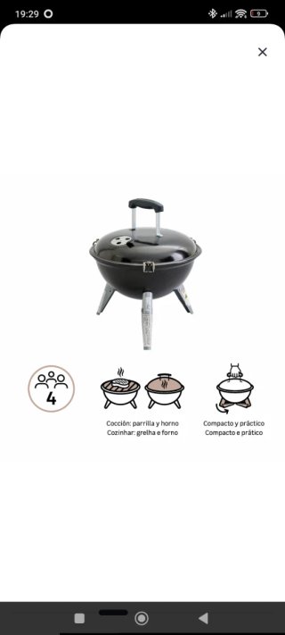 Barbacoa de carbón portátil con tapa NUEVA