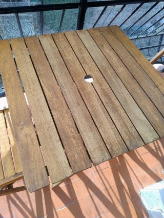 Mesa y 2 Sillas Terraza Madera Plegables