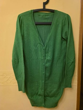 Jersey fino abierto verde talla única